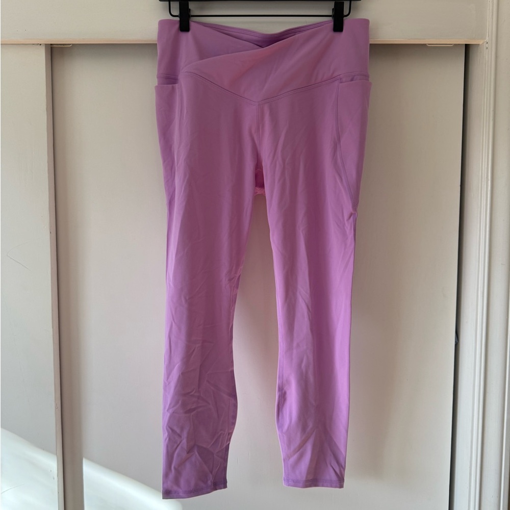 Fabletics High-Waisted Purelux Crossover 7/8 Leggings | Crystal Cave, L/10